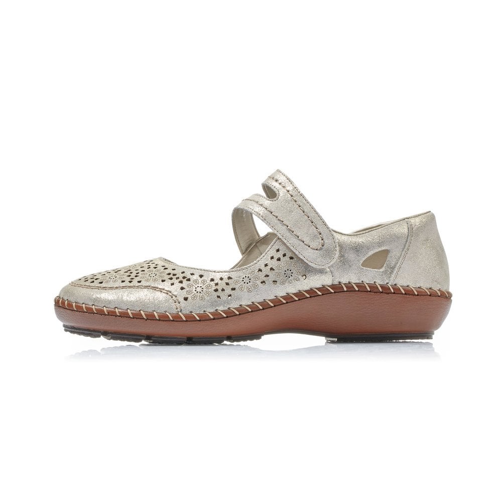 Rieker Ladies Suede Leather Gold Shoes 44875-62