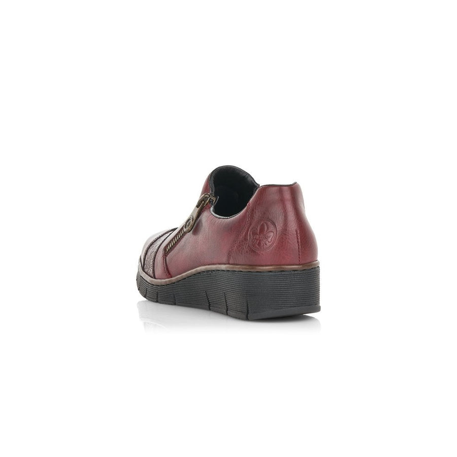 Rieker Ladies Burgundy Casual Low Wedge Shoes 53761-35