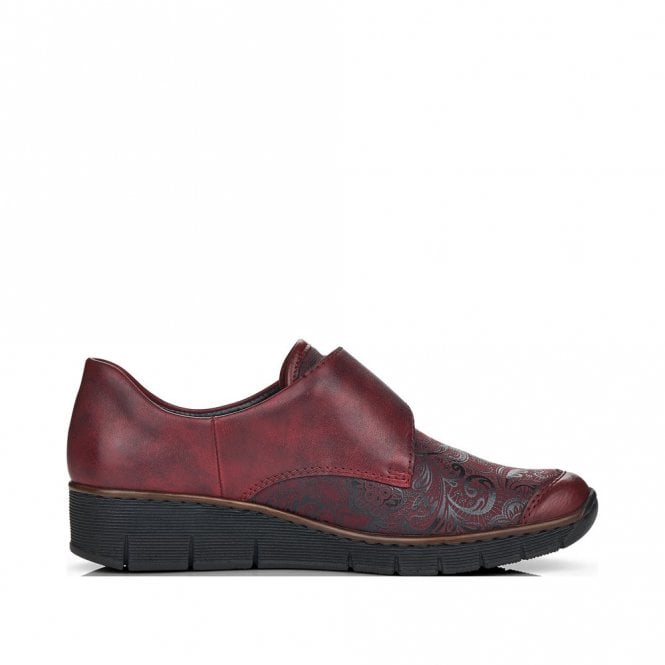 Rieker Ladies 537C0-35 Red Velcro Shoe