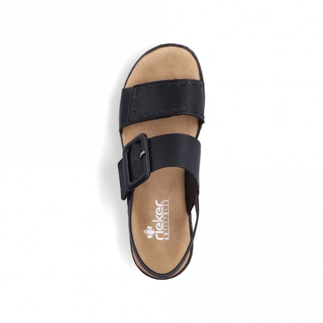Rieker 62950-00 Black Wedge Ladies Sandal