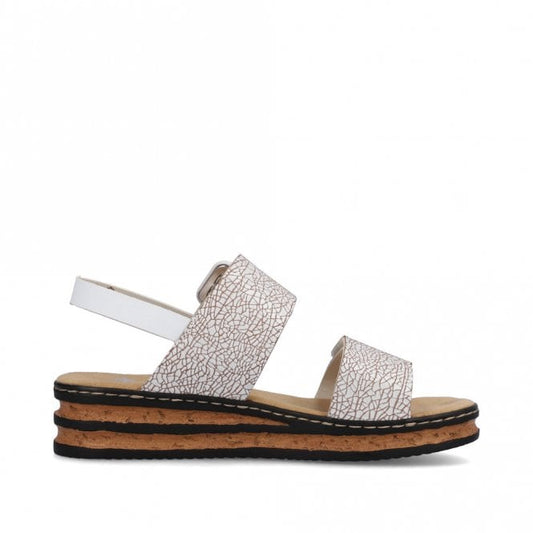 Rieker Ladies 62950-80 White Wedge Sandal