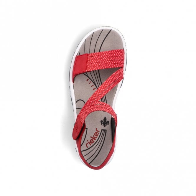 Rieker Ladies 68871-33 Red Vecro Sandal