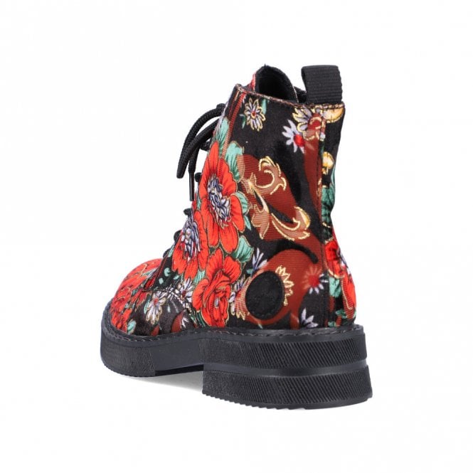 Rieker 72010-90 Ladies Black & Floral Combination Boots