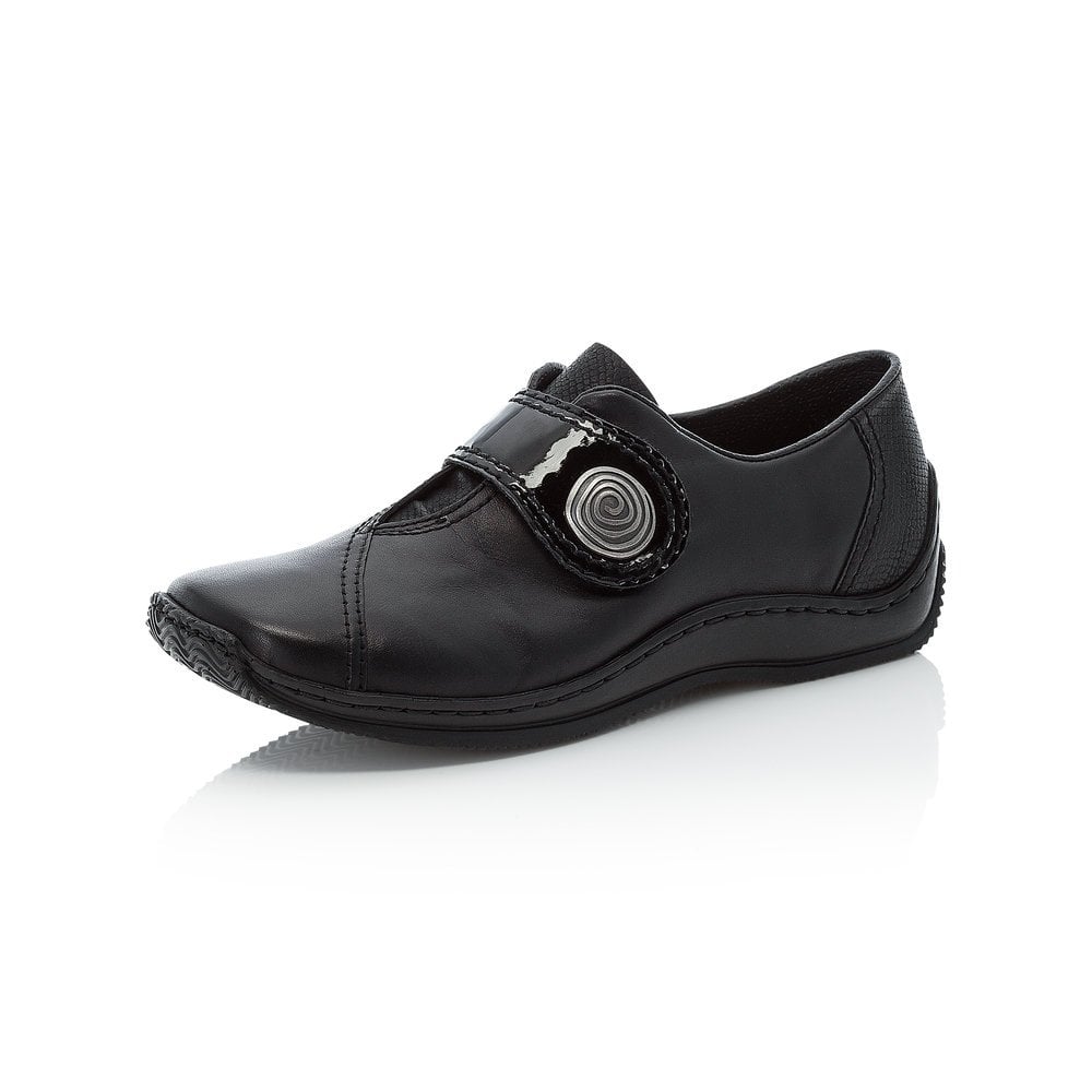 Rieker Ladies Velcro Black Hoop & Loop Fastening Shoes L1760-00