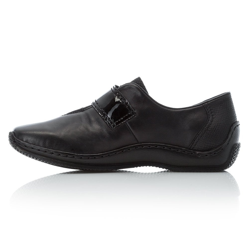 Rieker Ladies Velcro Black Hoop & Loop Fastening Shoes L1760-00