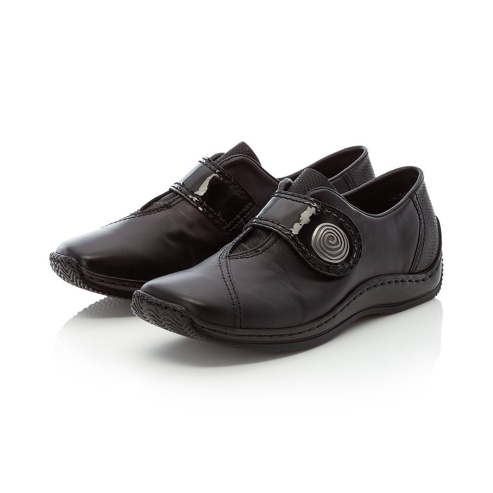 Rieker Ladies Velcro Black Hoop & Loop Fastening Shoes L1760-00
