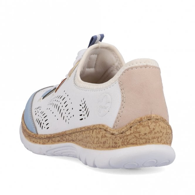 Rieker N4276-80 White Combination Ladies Shoes - Elasticated
