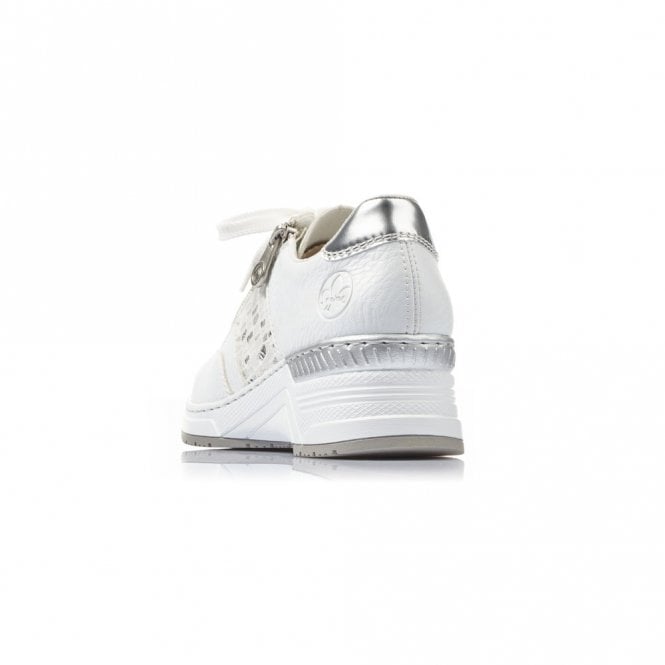 Rieker N4322-80 Ladies White Wedge Trainer