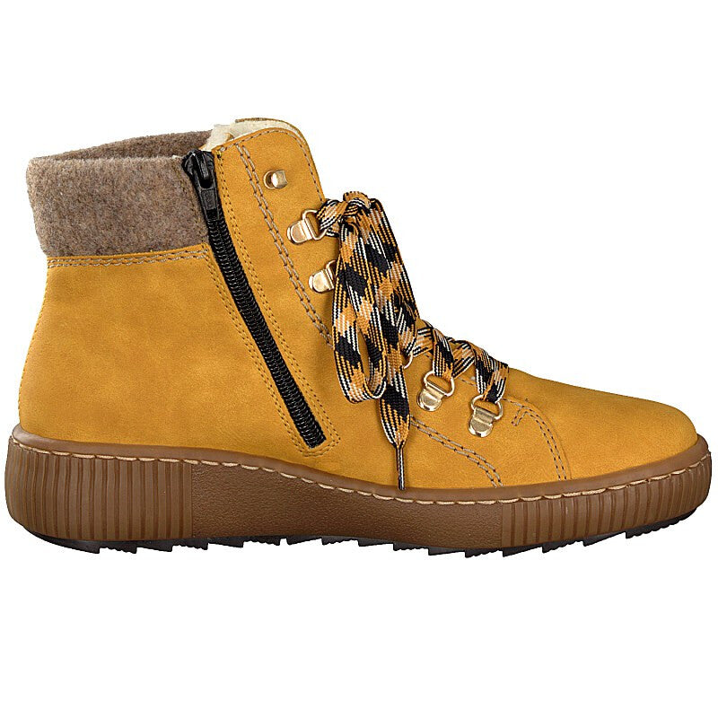 Rieker Ladies Yellow Honey Knitted Top Ankle Boots Z6633-68