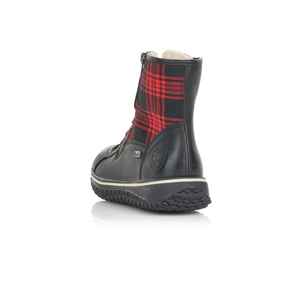 Rieker Ladies Black Combination Zip Up Ankle Boots Z4210-00