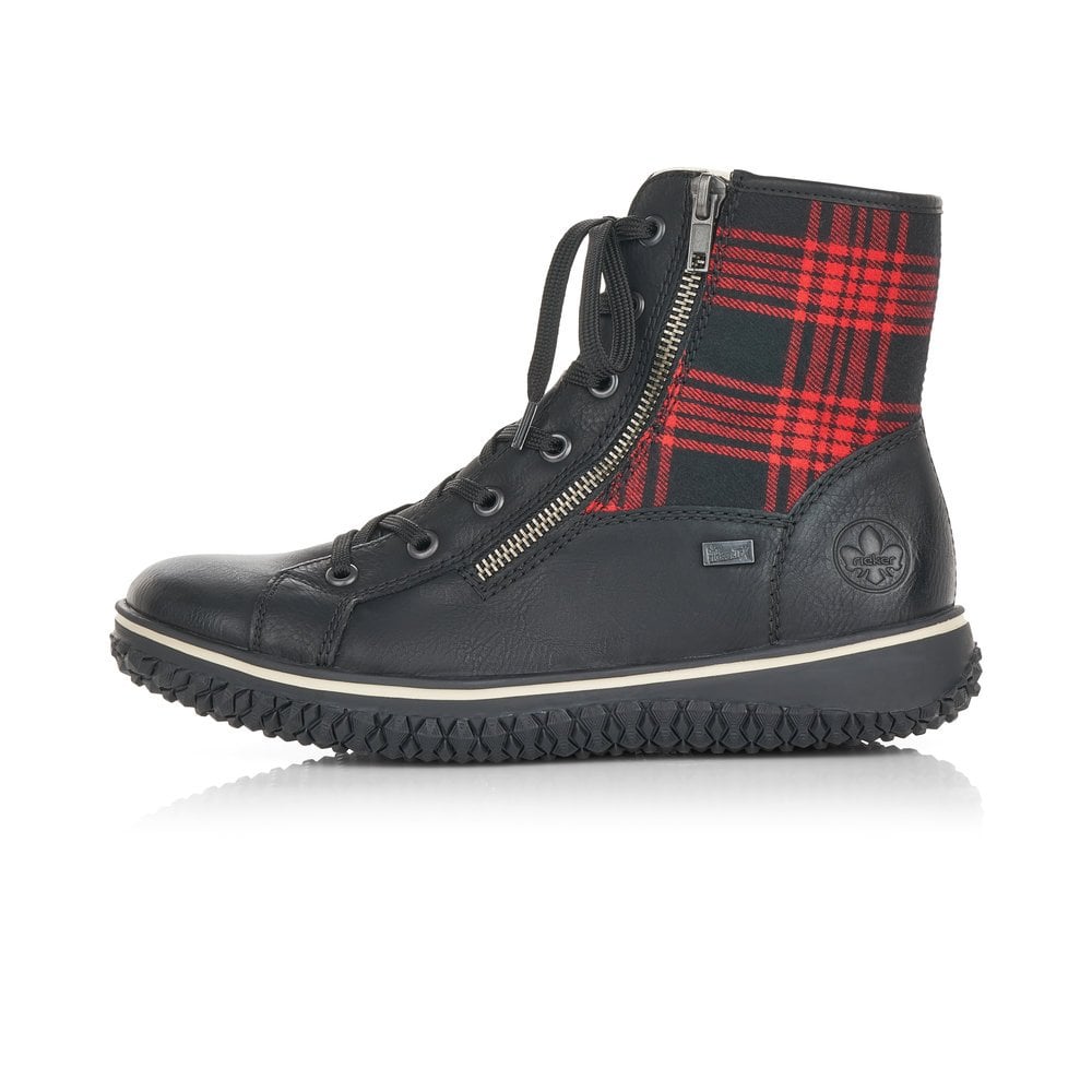 Rieker Ladies Black Combination Zip Up Ankle Boots Z4210-00