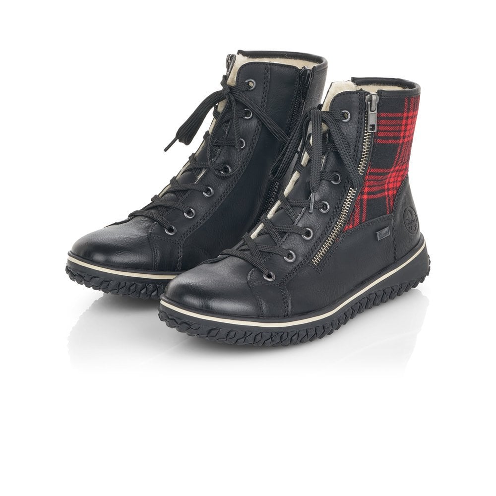 Rieker Ladies Black Combination Zip Up Ankle Boots Z4210-00