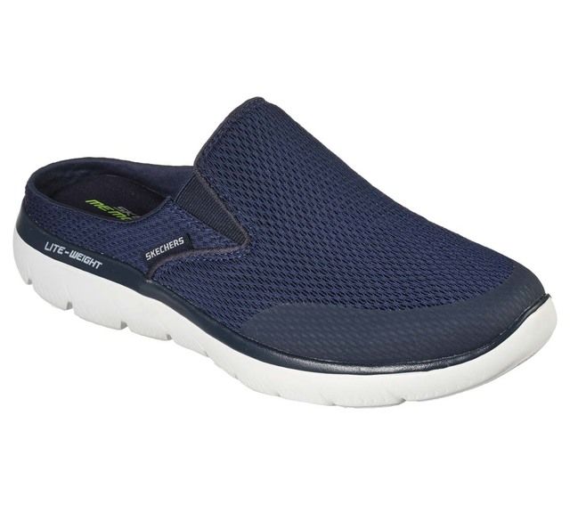 Skecher Mens 232296 Navy Mule Chequers Shoes