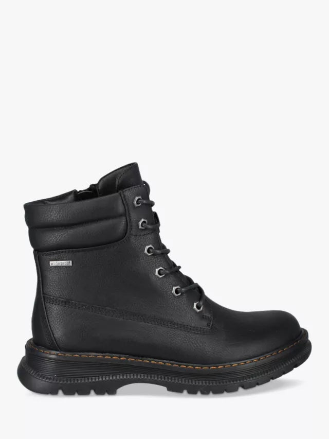 Josef Seibel(Westland) 769521 780 100 Black Vegan Waterproof Lace Up Boot.