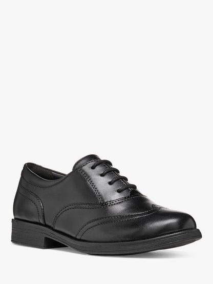 Geox J6649D Agata Girls Black Leather School Shoe