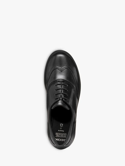 Geox J6649D Agata Girls Black Leather School Shoe