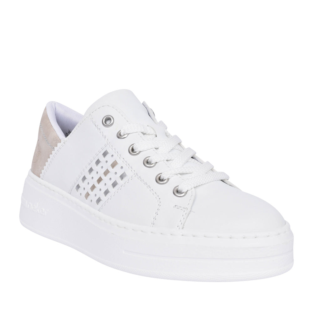 Rieker N5440-80 White Multi  Ladies Trainer