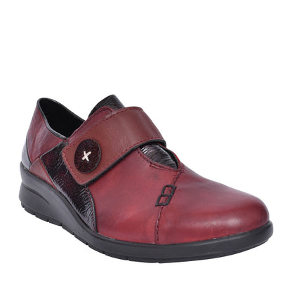 Rieker L4856-35 Ladies Red Velcro Shoe