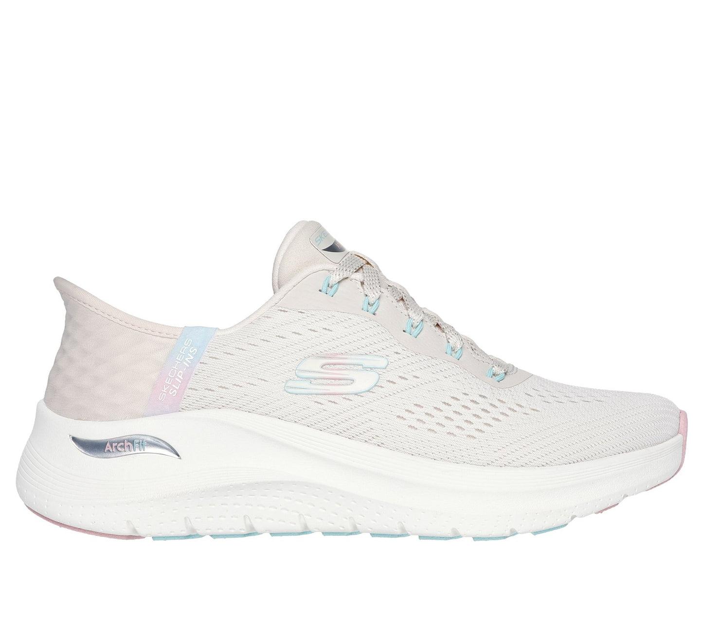 Skecher 150066 Ladies Arch Fit Natural/Pink Slip-In