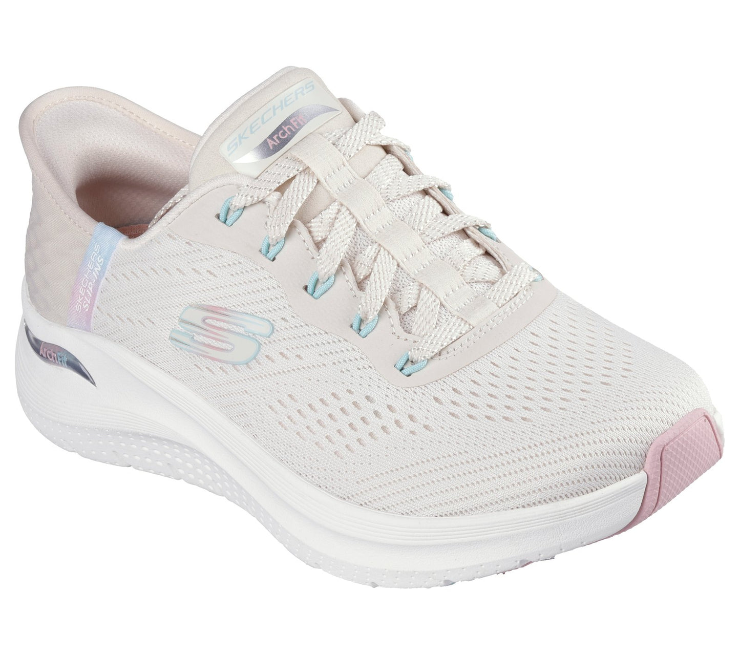 Skecher 150066 Ladies Arch Fit Natural/Pink Slip-In