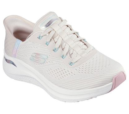 Skecher 150066 Ladies Arch Fit Natural/Pink Slip-In