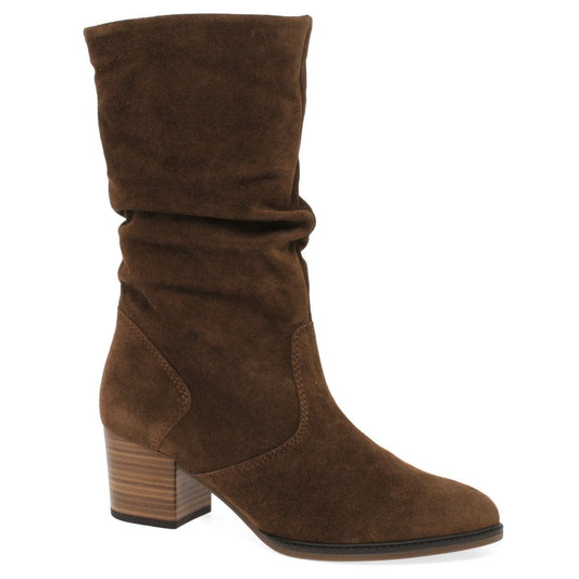 Gabor 52.894.41 Ladies (Ramona) Whisky Ruched Calf Length Heeled Boot.
