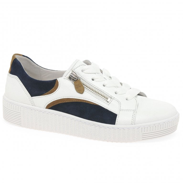 Gabor 43.330.20 Ladies Wemo White/Marine Trainer