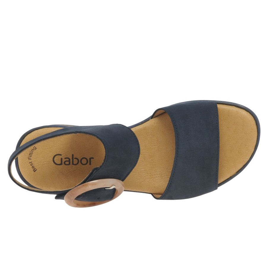 Gabor 44.550.16 Andre Ladies Blue Leather Low Wedge Sandal