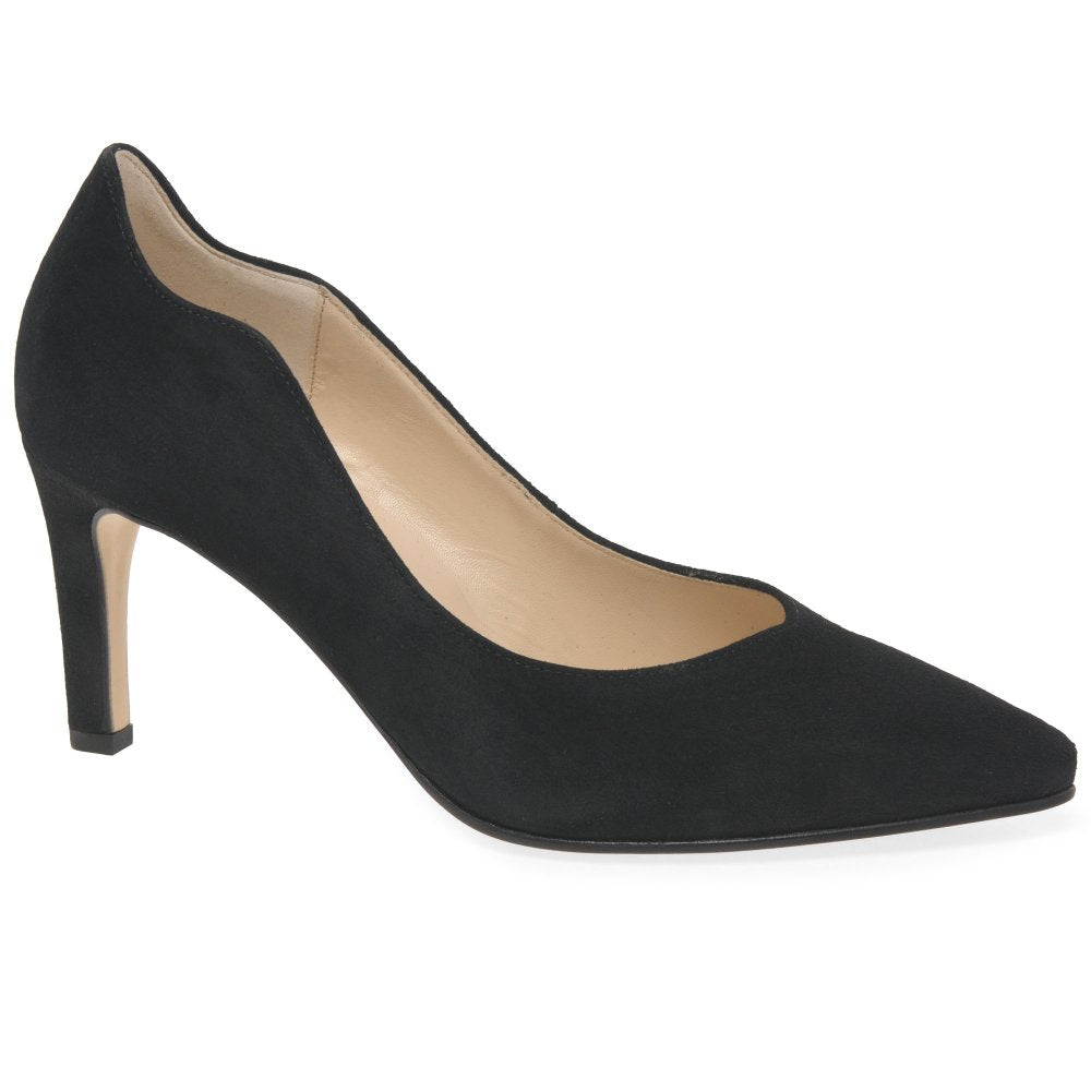 Gabor 71.381.17 Ladies Degree Black Suede Court shoe