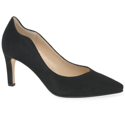 Gabor 71.381.17 Ladies Degree Black Suede Court shoe