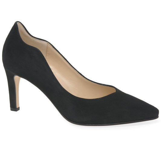 Gabor 71.381.17 Ladies Degree Black Suede Court shoe