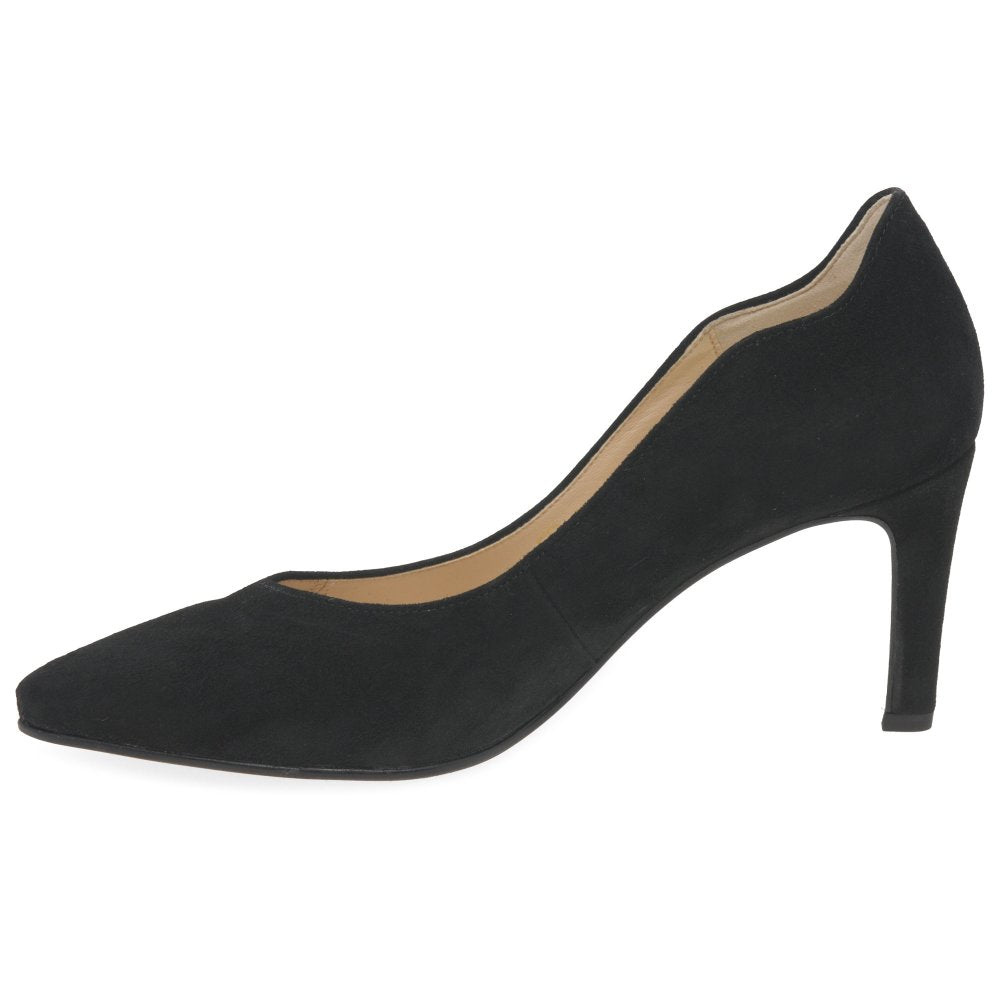Gabor 71.381.17 Ladies Degree Black Suede Court shoe