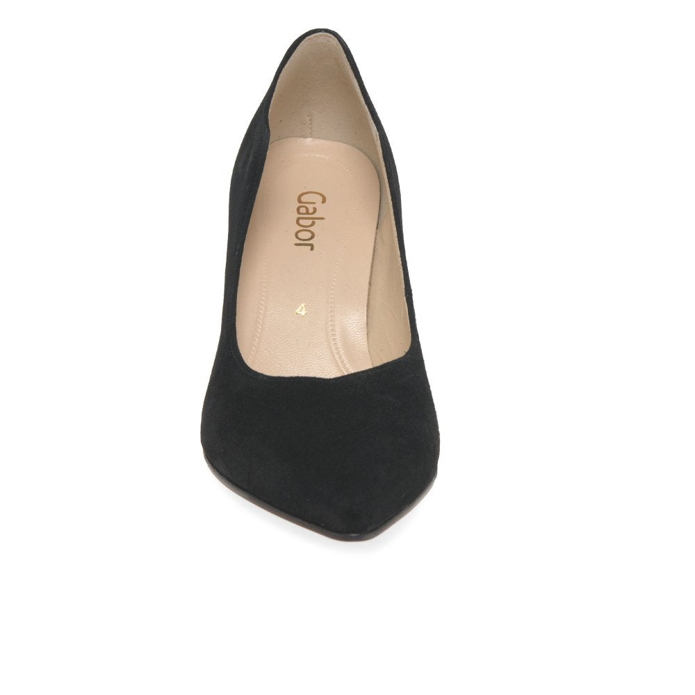 Gabor 71.381.17 Ladies Degree Black Suede Court shoe