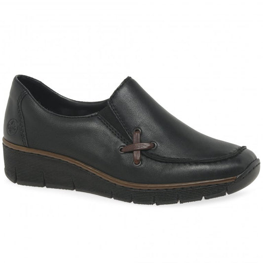 Rieker 53783-00 Ladies Slip on Black Shoe