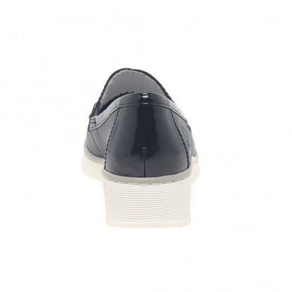 Rieker 53785-14 Ladies Navy Low Heeled Wedge Slip On Shoe
