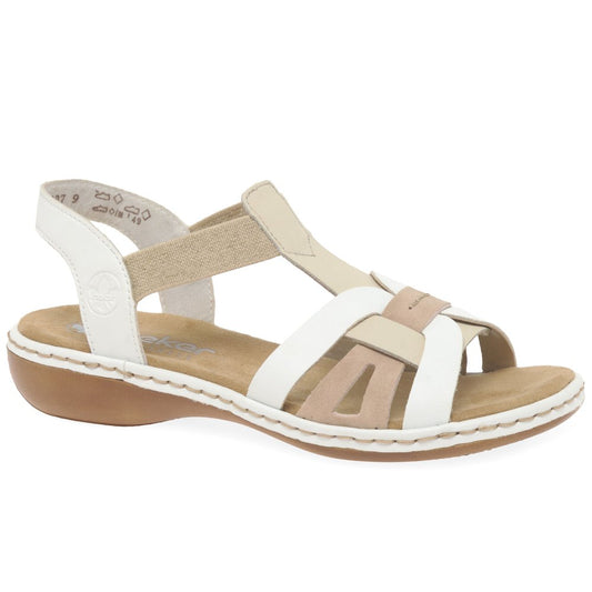 Rieker 65918-81 Ladies White Combi Sandal