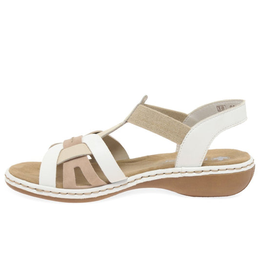 Rieker 65918-81 Ladies White Combi Sandal