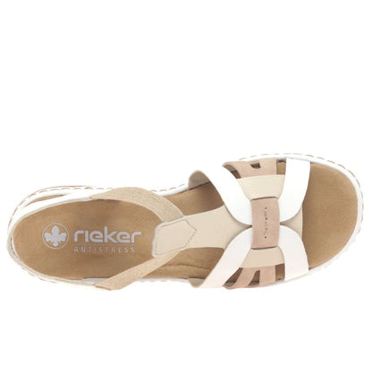 Rieker 65918-81 Ladies White Combi Sandal