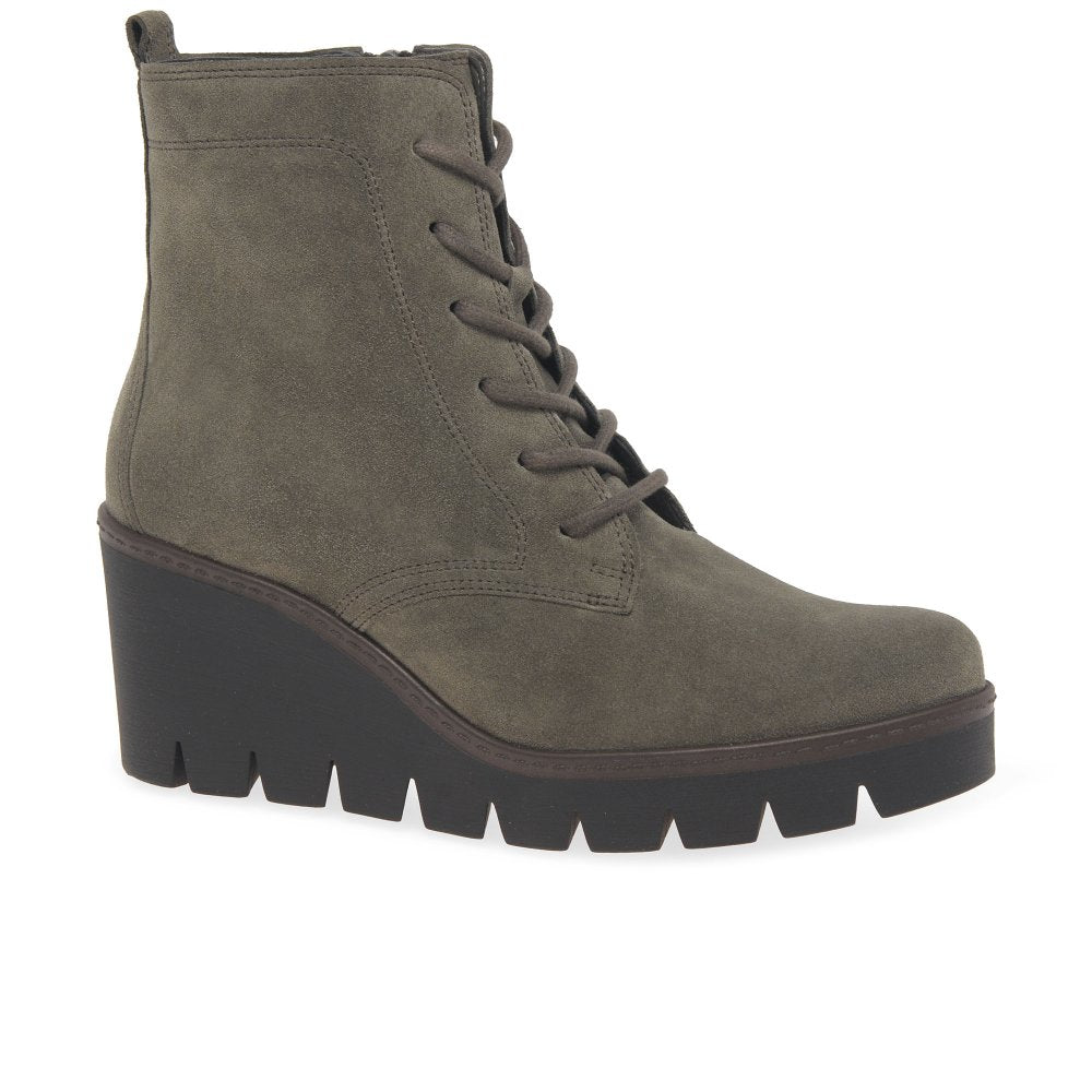 Gabor 54.781.10 Ladies Unity Wedge Mohair Suede Ankle Boot