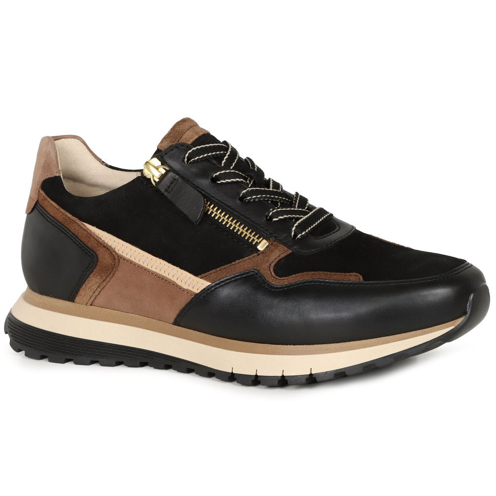 Gabor 76.376.67 Ladies Holywell Black Gold Trainer
