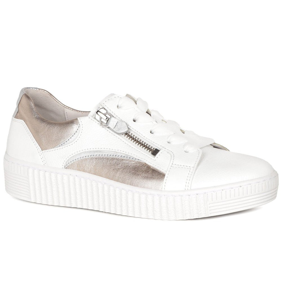 Gabor 63.330.21 Ladies Wemo White/Silver/Puder Leather Trainer