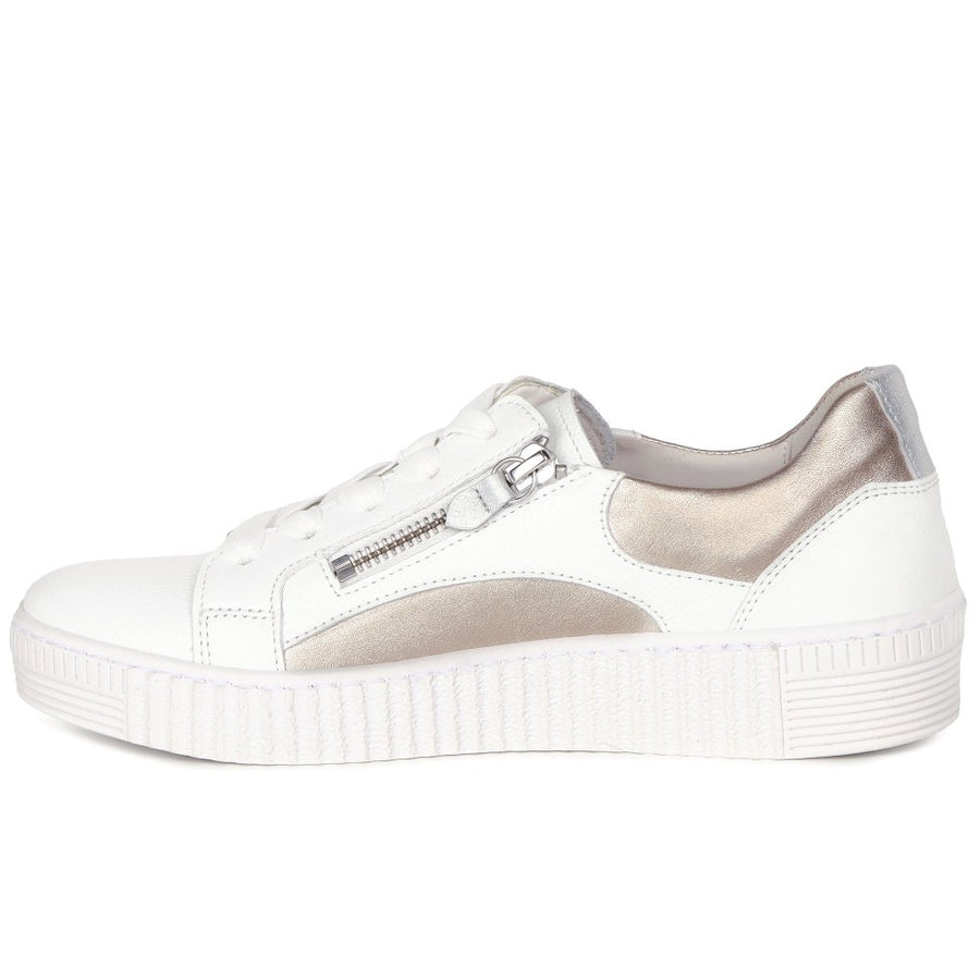 Gabor 63.330.21 Ladies Wemo White/Silver/Puder Leather Trainer