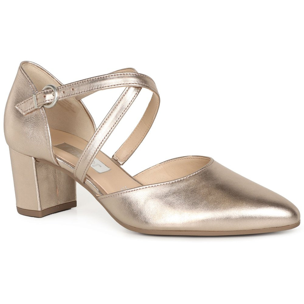 Gabor 61.343.32 Ladies Gisele Puder Block Heel Court Shoe