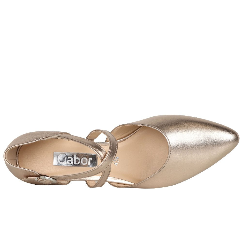 Gabor 61.343.32 Ladies Gisele Puder Block Heel Court Shoe