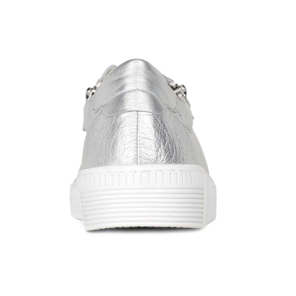 Gabor 63.334.61 Ladies Wisdom Silver Leather Trainer