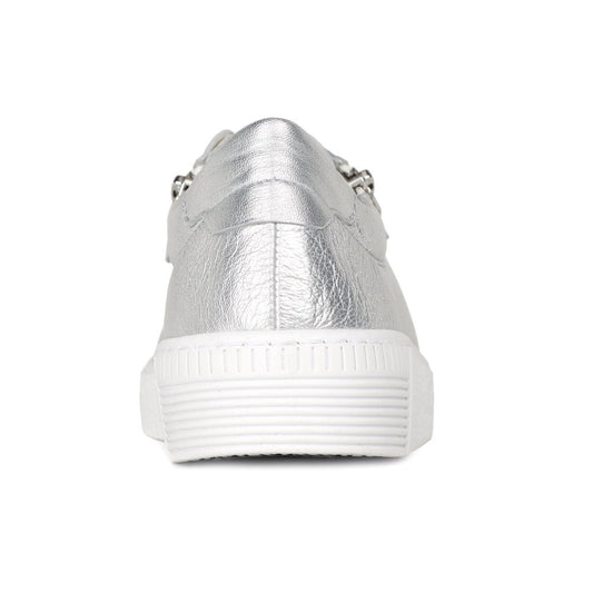 Gabor 63.334.61 Ladies Wisdom Silver Leather Trainer