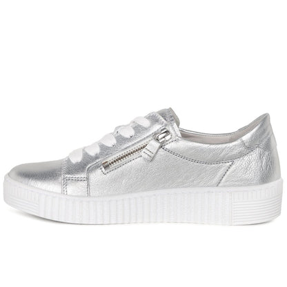 Gabor 63.334.61 Ladies Wisdom Silver Leather Trainer