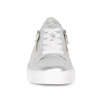 Gabor 63.334.61 Ladies Wisdom Silver Leather Trainer