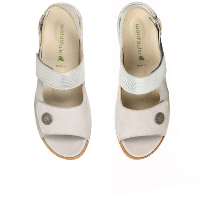 Waldlaufer 342002 212 424 Ladies Cement/Silver Sandal