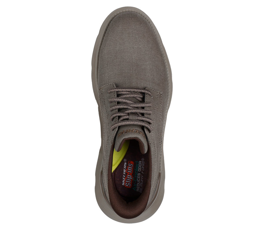 Skecher 205352 Mens Gaza Clive Dark Taupe Slip-In